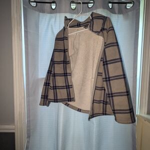 Natural Reflections Cozy Tan and Blue Fleece Jacket